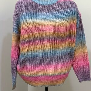 Sew In Love Colorful Striped Crew Neck Sweater
